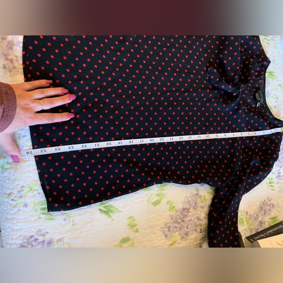 Black and red polka dot bow blouse. Size 10 - Picture 4 of 6